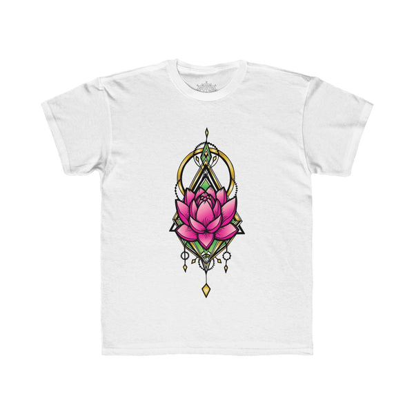 QGeometric Lotus Kids Soft Cotton Regular Fit T-Shirt